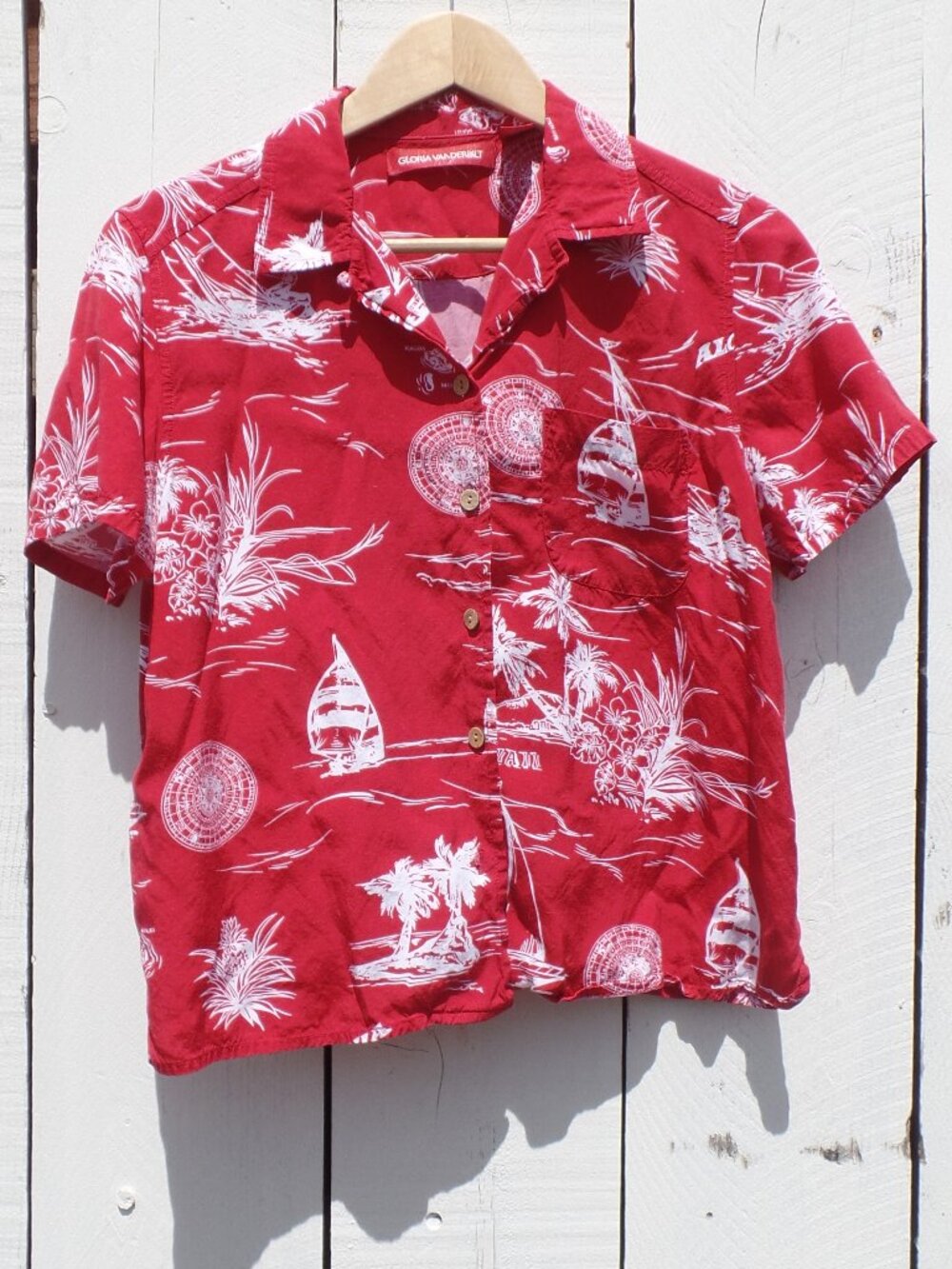 Vintage GLORIA VANDERBILT Shirt Hawaiian Top MEDIUM